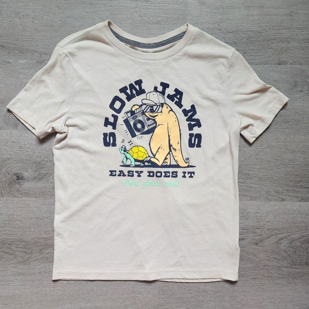 Old Navy Boy's Short Sleeve Crewneck Casual Slow Jams Graphic Tee Large L 10/12